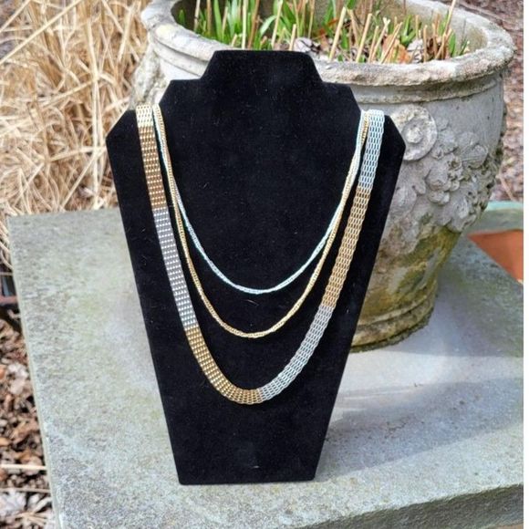 Two Toned Multi Stand Necklace - Picture 3 of 6